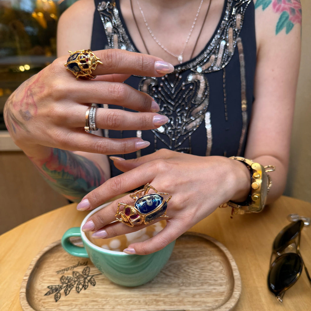 ANILLO MAXI ESCARABAJO AZUL