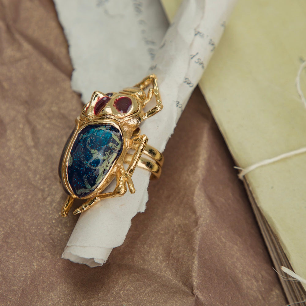 ANILLO MAXI ESCARABAJO AZUL