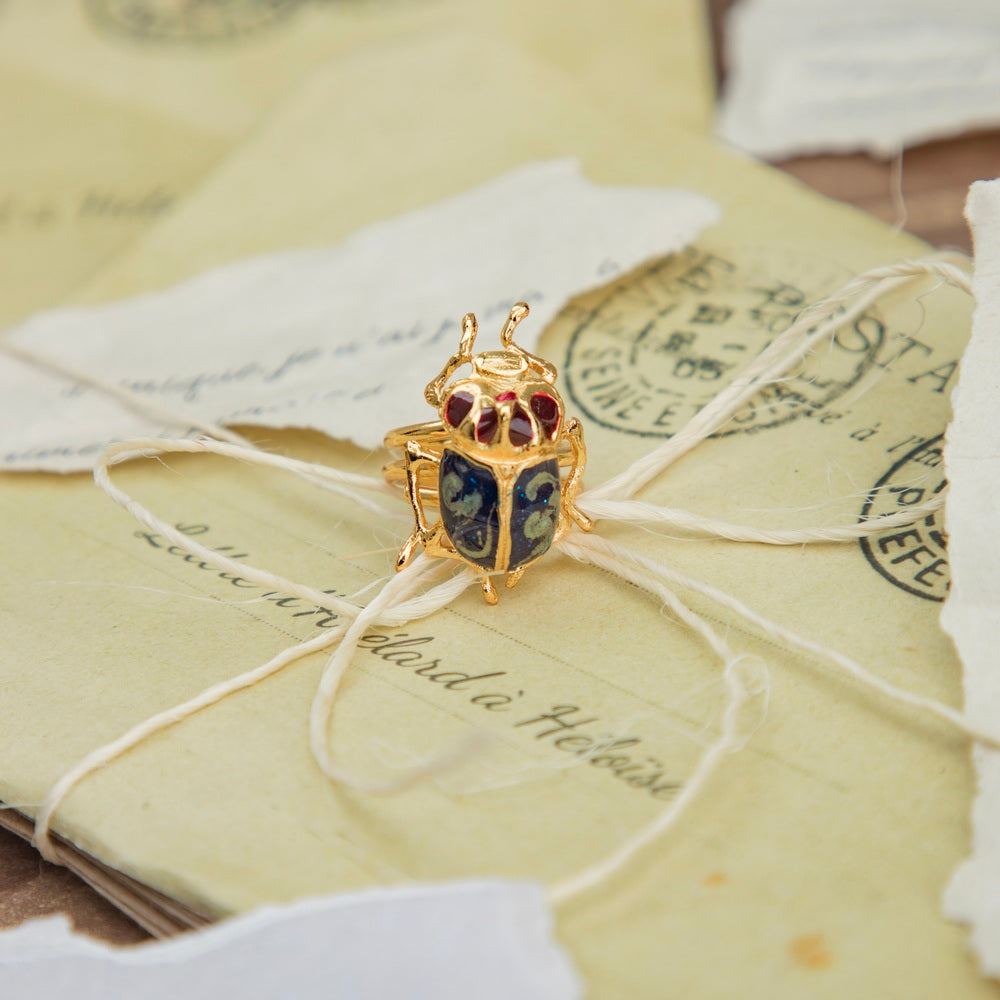 ANILLO MINI ESCARABAJO AZUL