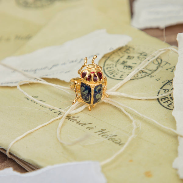 ANILLO MINI ESCARABAJO AZUL