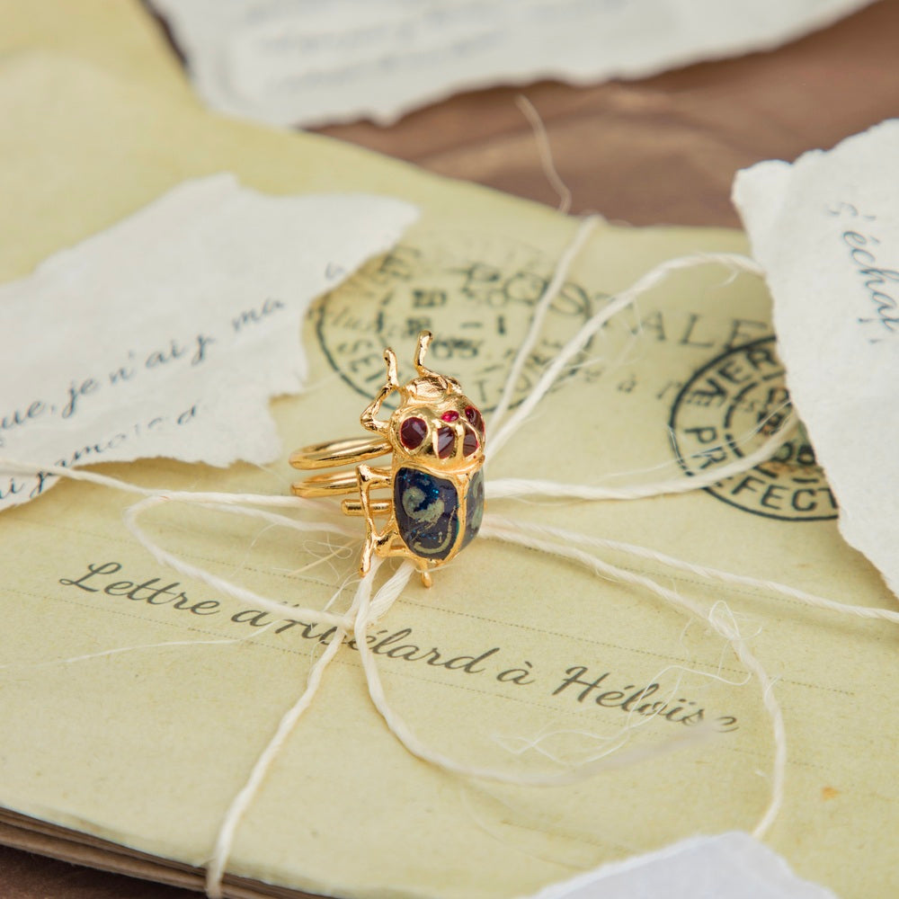 ANILLO MINI ESCARABAJO AZUL