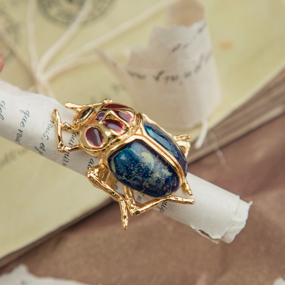 ANILLO MAXI ESCARABAJO AZUL