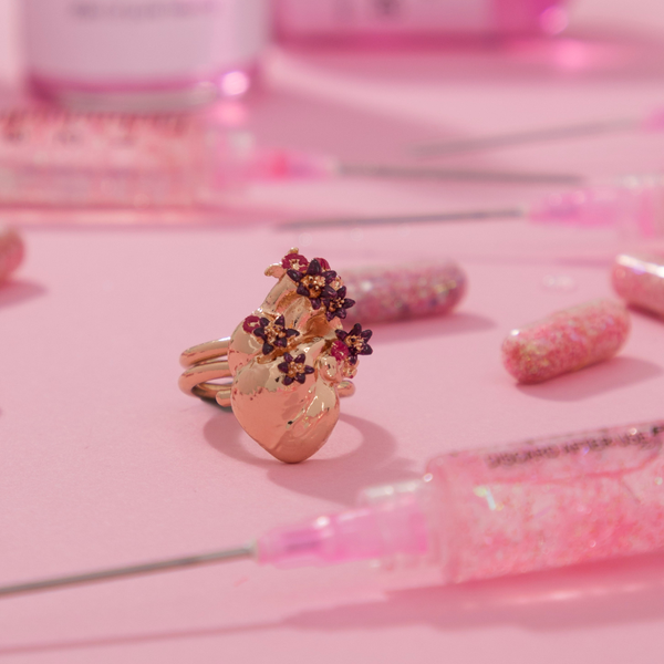 Anillo Corazón Anatómico pequeño Pintado