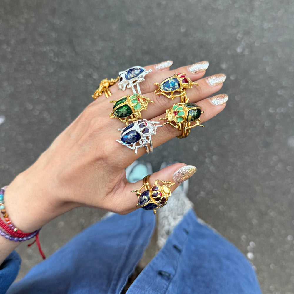 ANILLO MINI ESCARABAJO AZUL