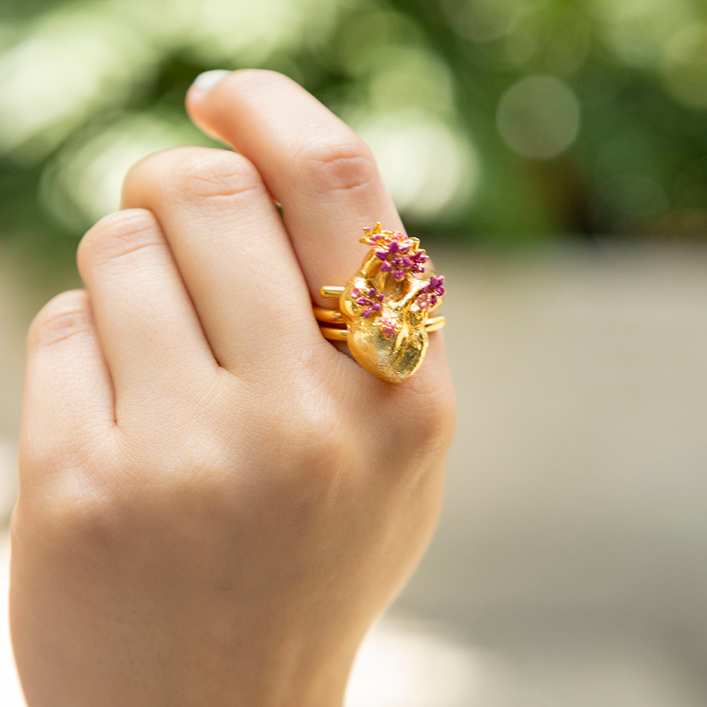 Anillo Corazón Anatómico Pintado