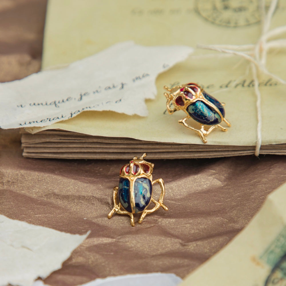 ARETES ESCARABAJO AZUL