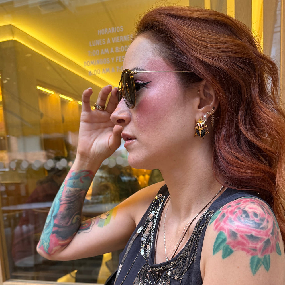 ARETES ESCARABAJO AZUL