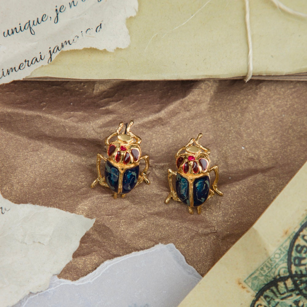 ARETES ESCARABAJO AZUL