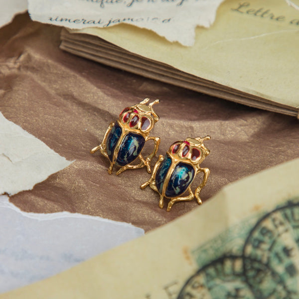 ARETES ESCARABAJO AZUL