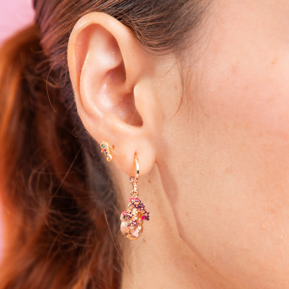 CANDONGAS CORAZÓN ANATÓMICO MINI ORO ROSA PINTADAS