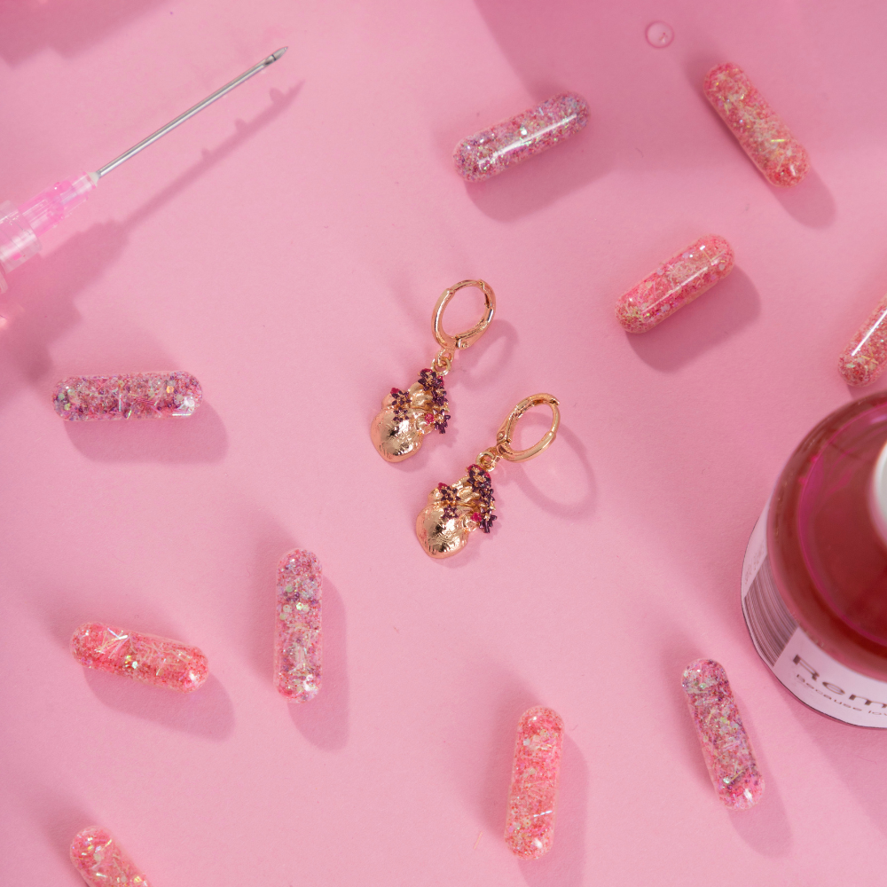 CANDONGAS CORAZÓN ANATÓMICO MINI ORO ROSA PINTADAS