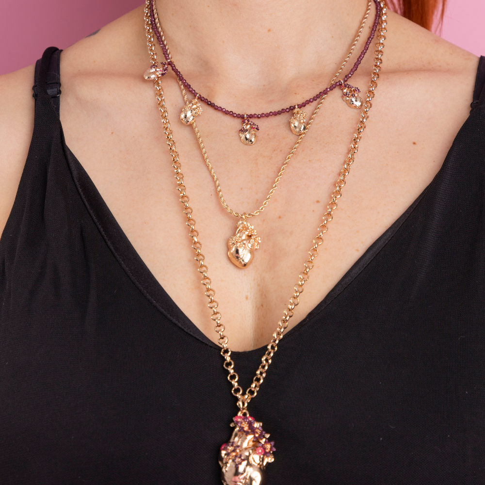 COLLAR CORAZÓN ANATÓMICO MINI Y GRANATES
